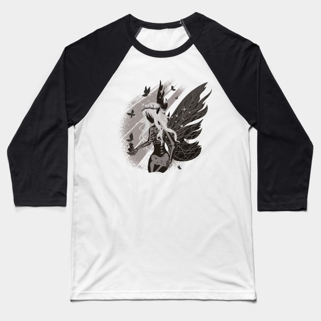 Gothic Skeleton Fairy Grunge Baseball T-Shirt by Hypnotic Highs